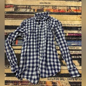 Boss slim fit Navy and White Plaid Jason Shirt medium